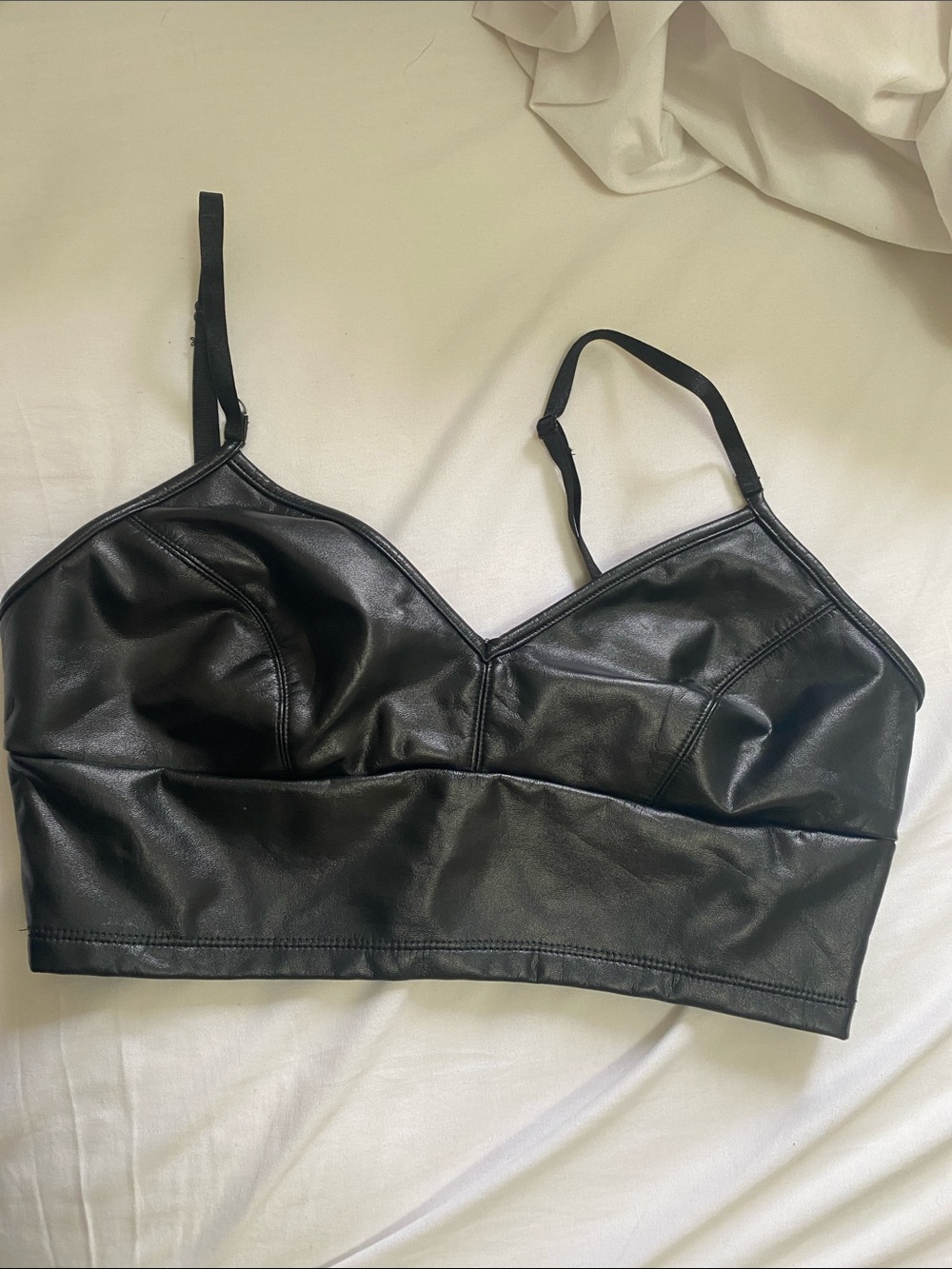 Black Faux Leather Bralette
